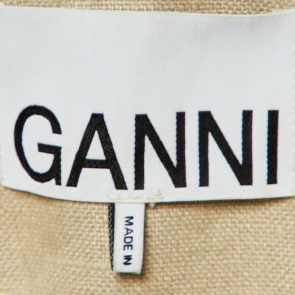 Ganni Neutral Linen Button Front Oversized Jacket L - Picture 4 of 7